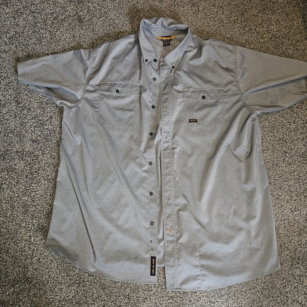Mens Ariat Gray Casual Button Down Shirt